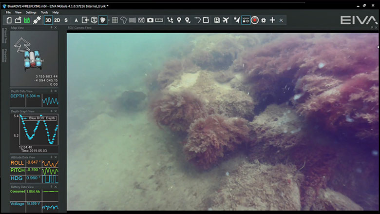 NaviSuite Mobula Pro (VideoRay) + Processing — интерфейс программы, вид 4